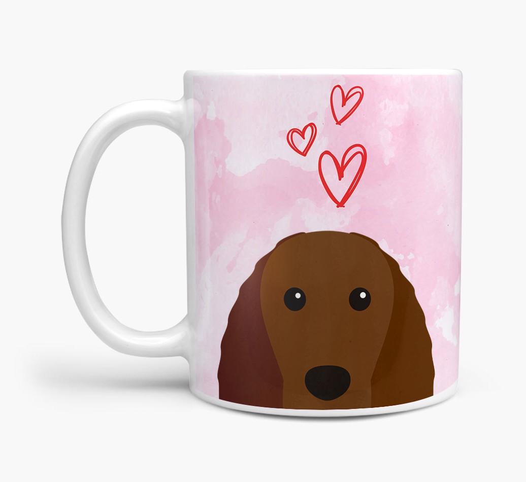 Peeking {breedFullName} Icon and Hearts Mug