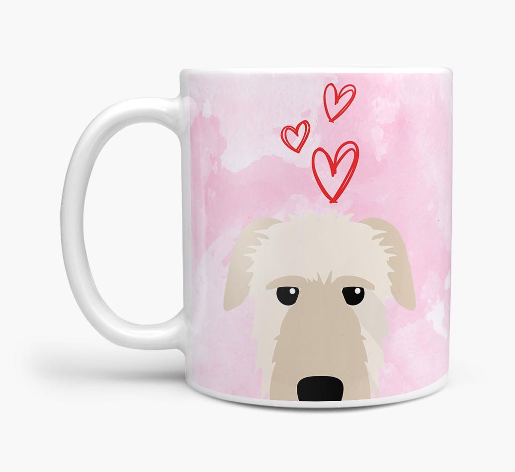 Peeking {breedFullName} Icon and Hearts Mug