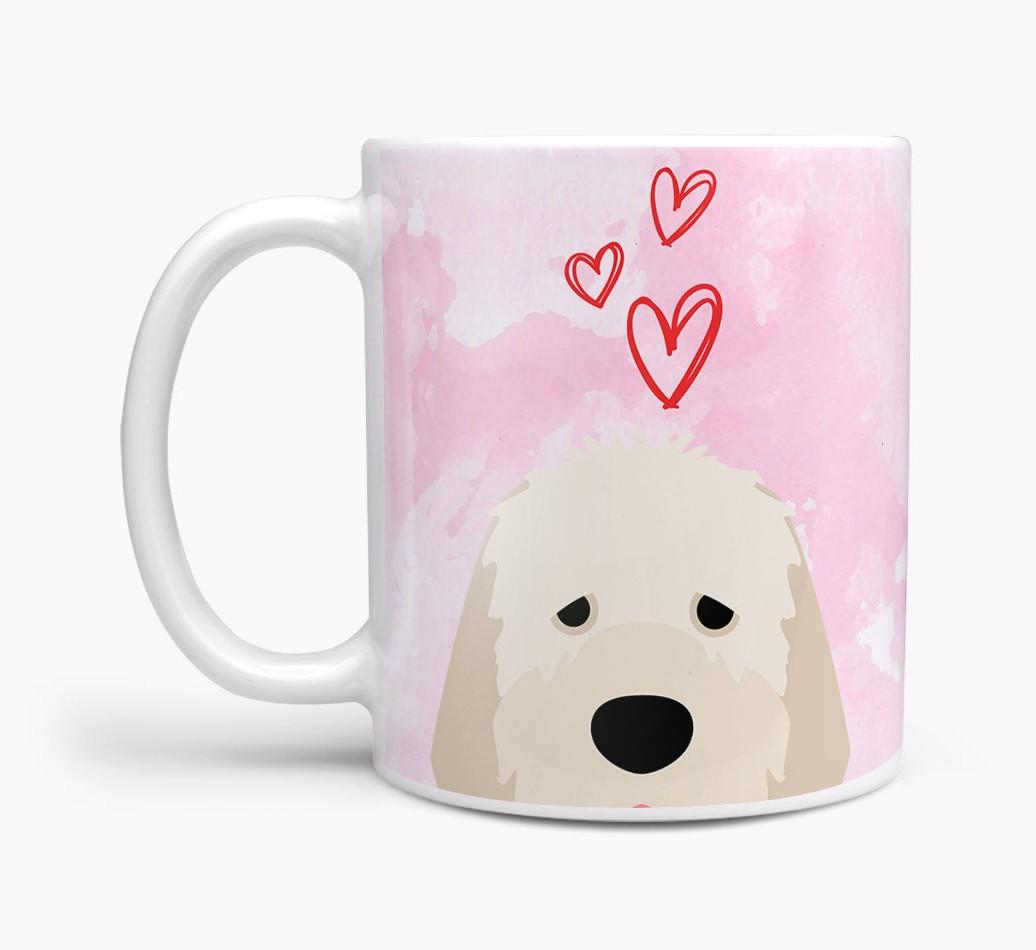 Peeking {breedFullName} Icon and Hearts Mug