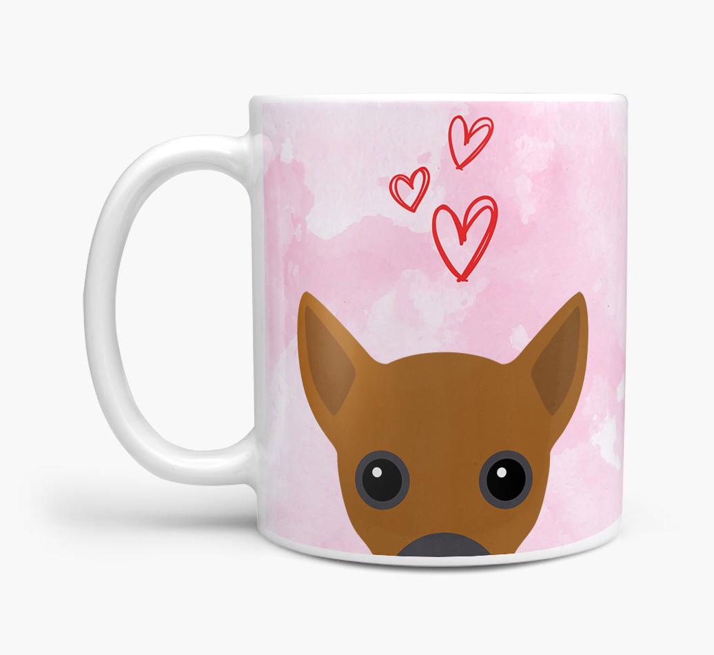 Peeking {breedFullName} Icon and Hearts Mug
