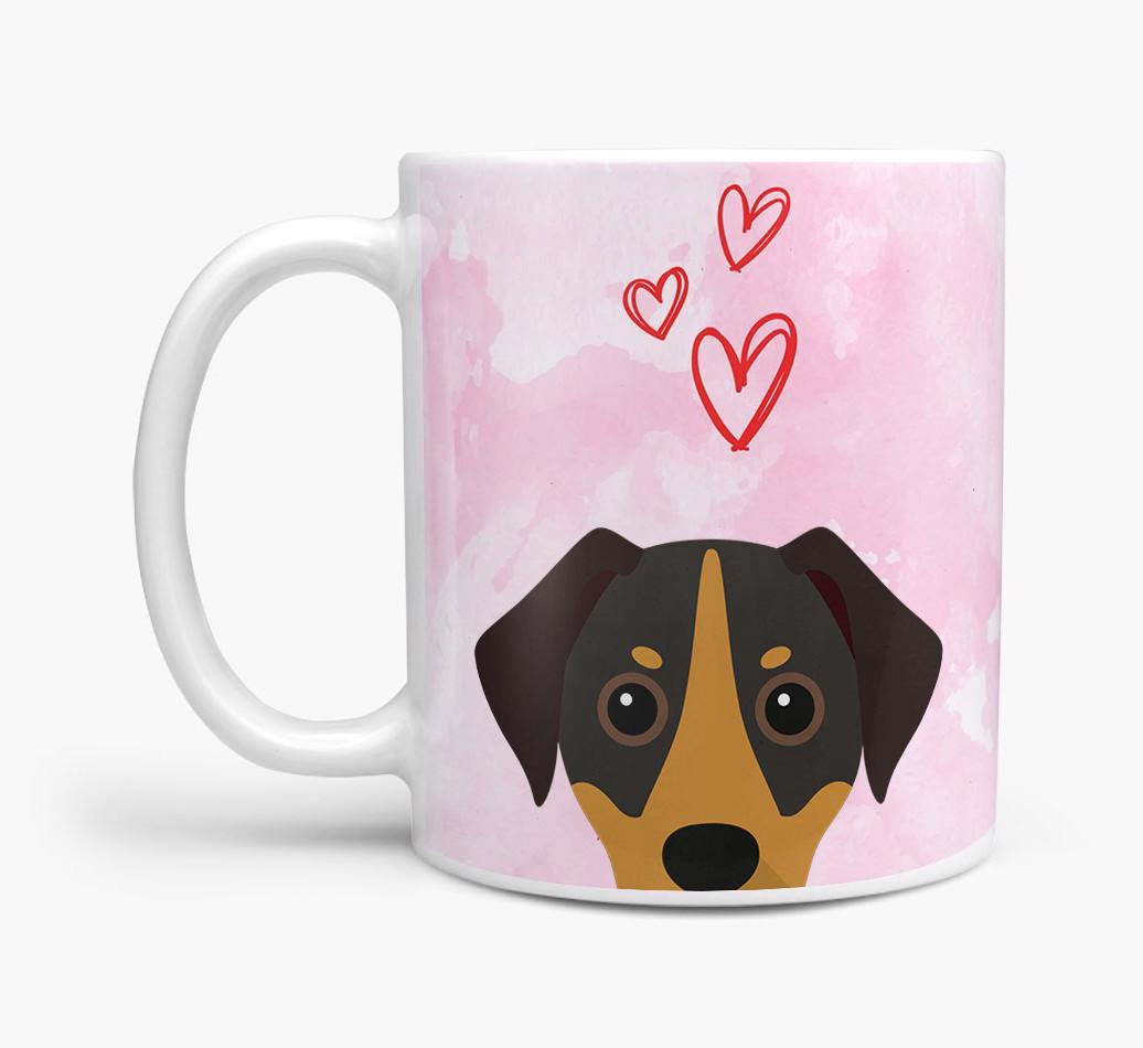 Peeking {breedFullName} Icon and Hearts Mug
