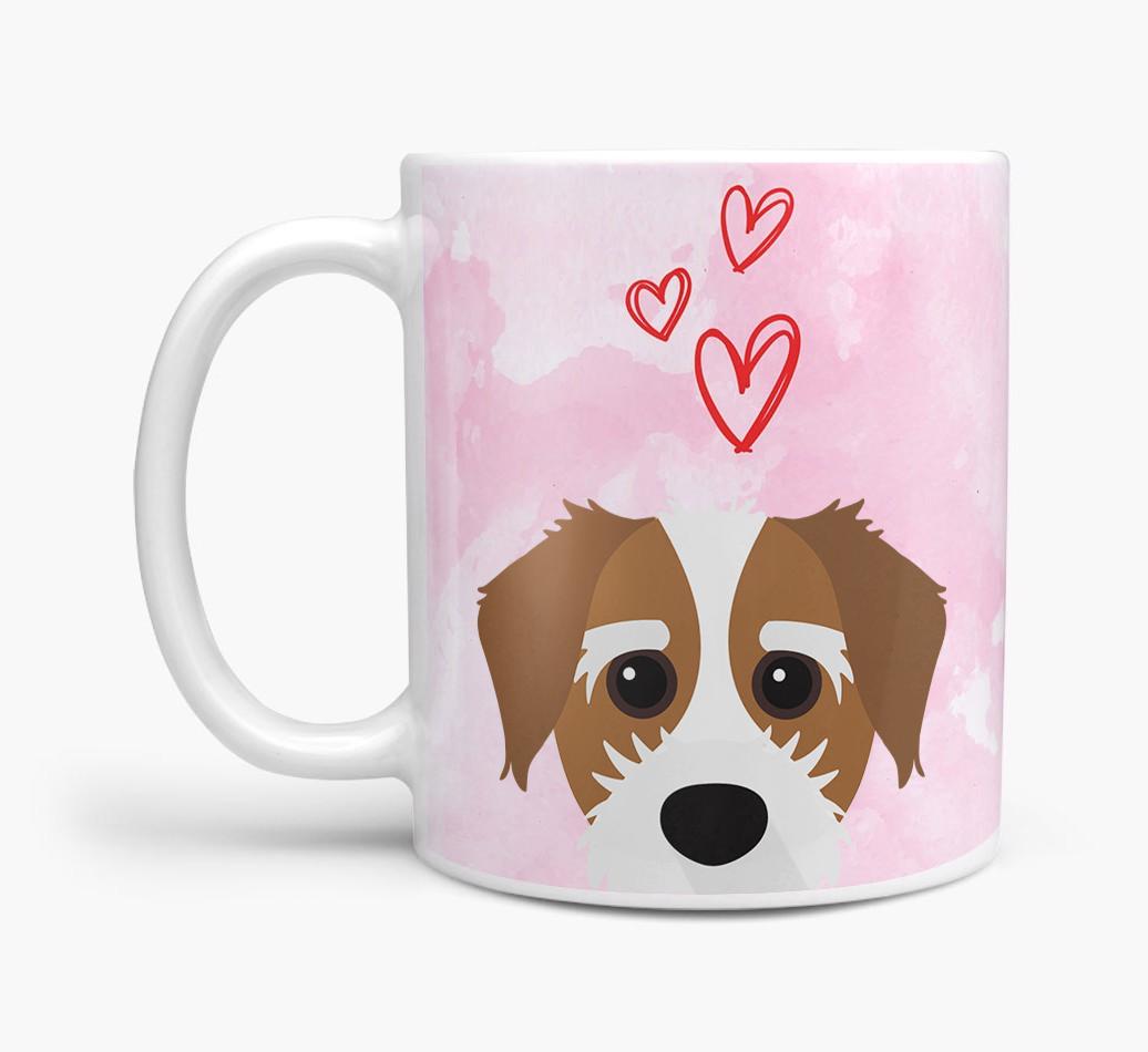 Peeking {breedFullName} Icon and Hearts Mug