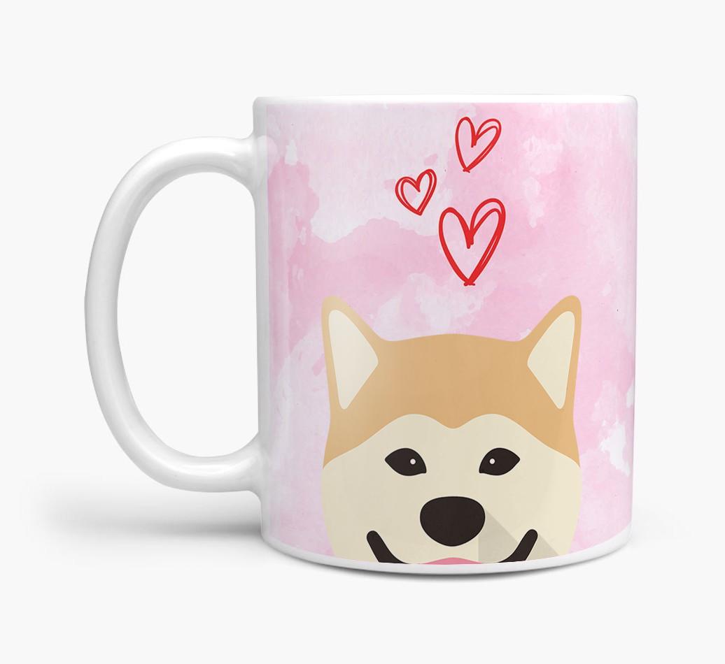 Peeking {breedFullName} Icon and Hearts Mug