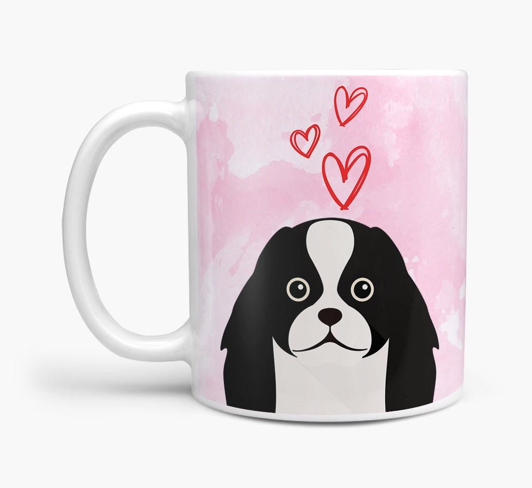Peeking {breedFullName} Icon and Hearts Mug