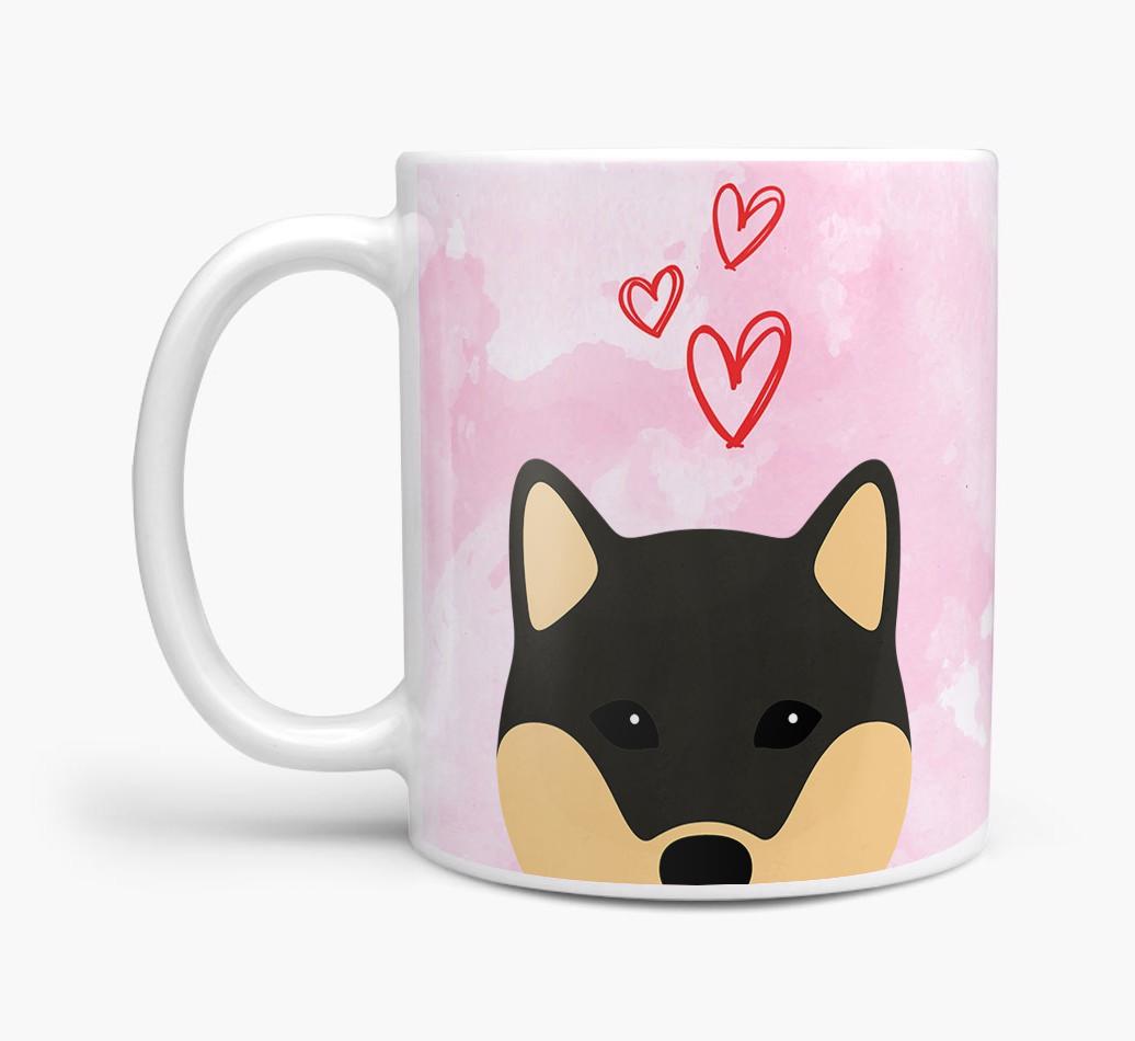 Peeking {breedFullName} Icon and Hearts Mug