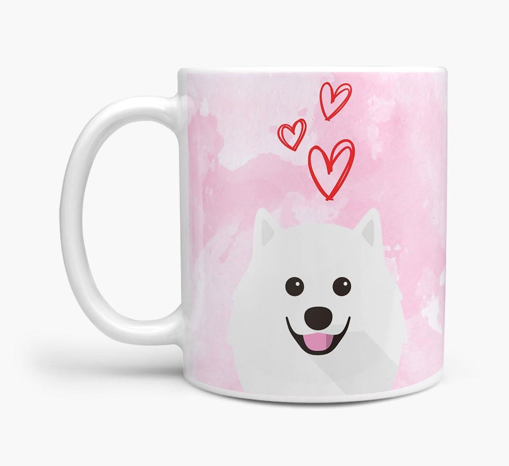 Peeking {breedFullName} Icon and Hearts Mug