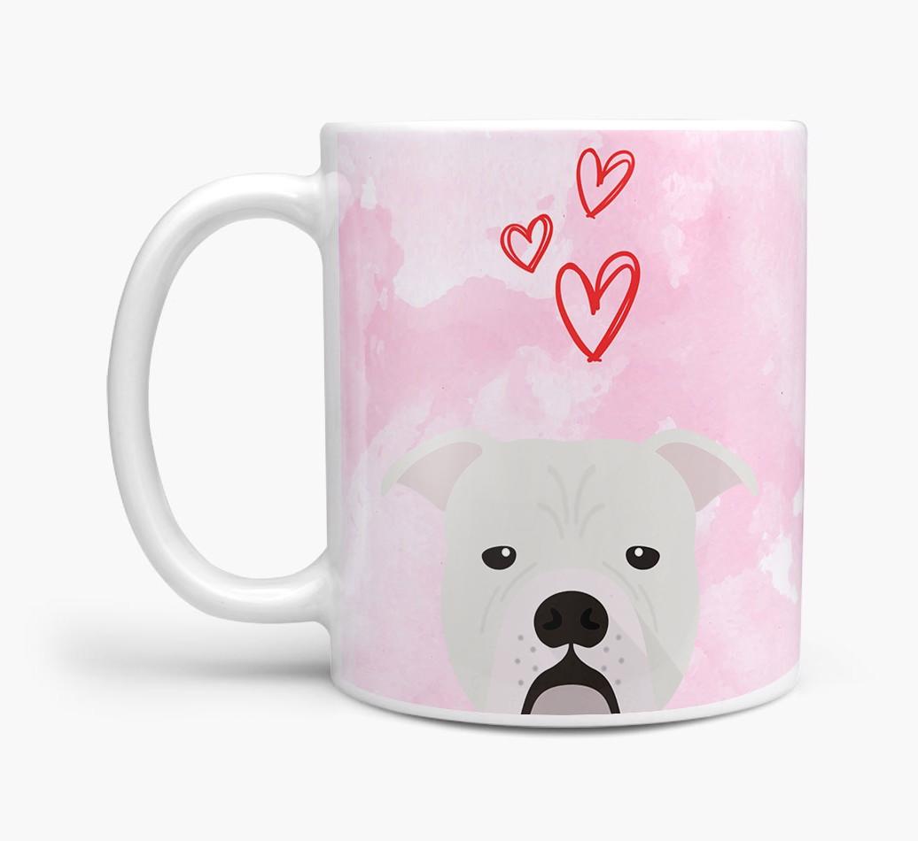 Peeking {breedFullName} Icon and Hearts Mug
