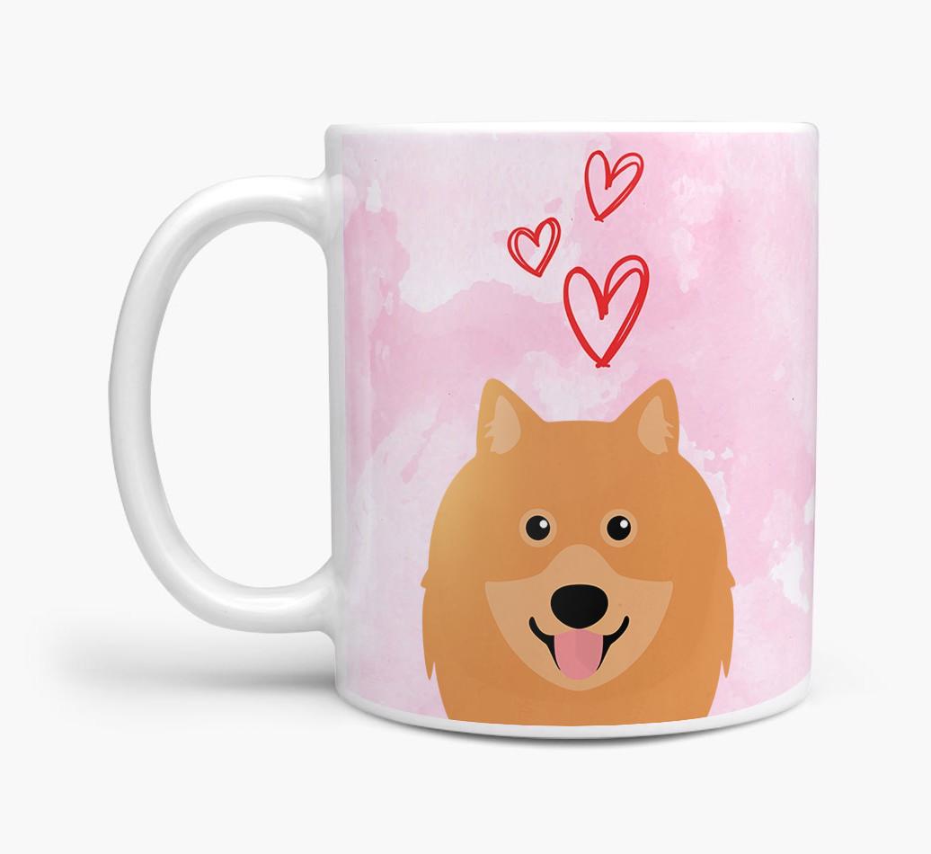Peeking {breedFullName} Icon and Hearts Mug