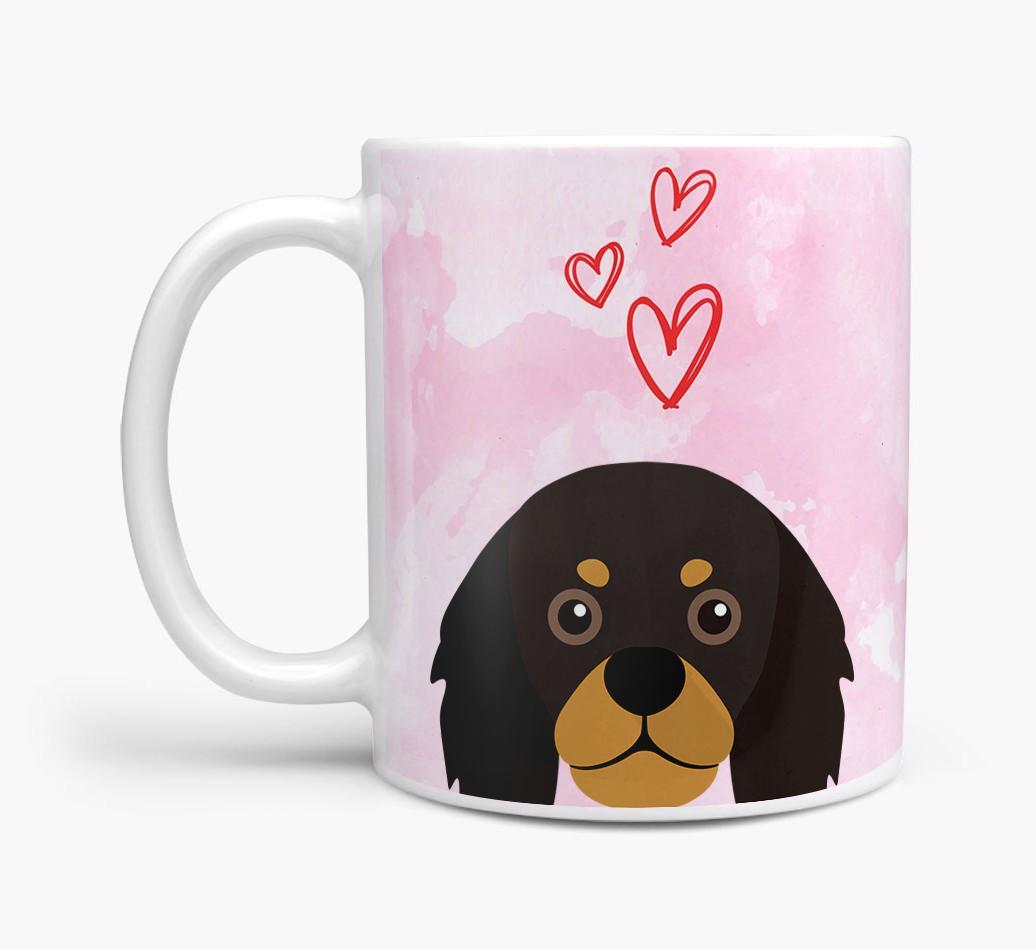 Peeking {breedFullName} Icon and Hearts Mug