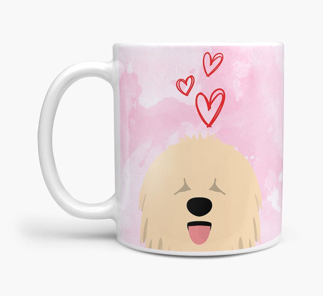 Peeking {breedFullName} Icon and Hearts Mug