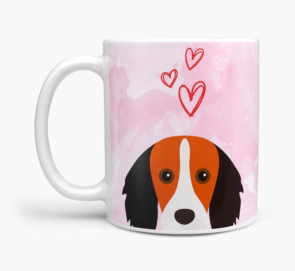 Peeking {breedFullName} Icon and Hearts Mug
