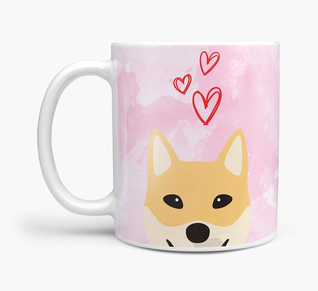 Peeking {breedFullName} Icon and Hearts Mug