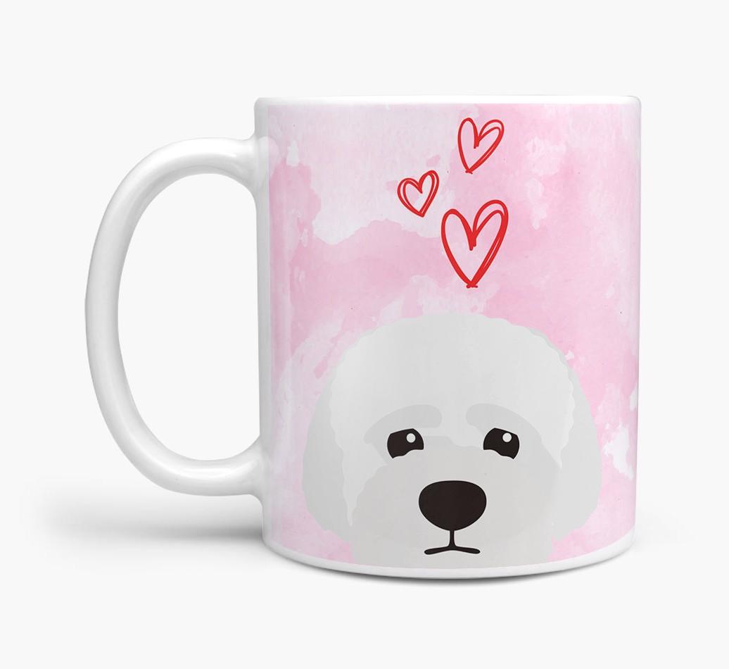 Peeking {breedFullName} Icon and Hearts Mug