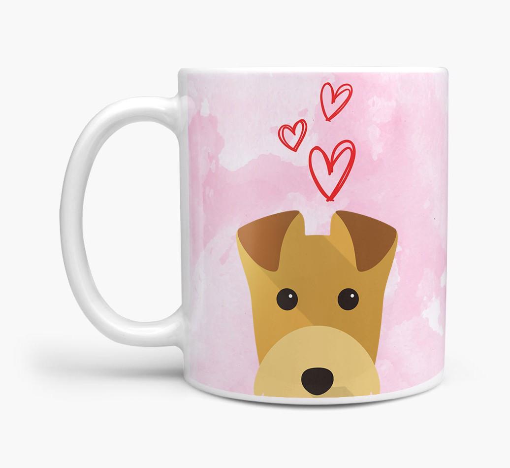 Peeking {breedFullName} Icon and Hearts Mug