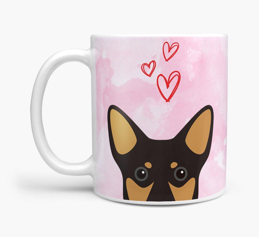 Peeking {breedFullName} Icon and Hearts Mug