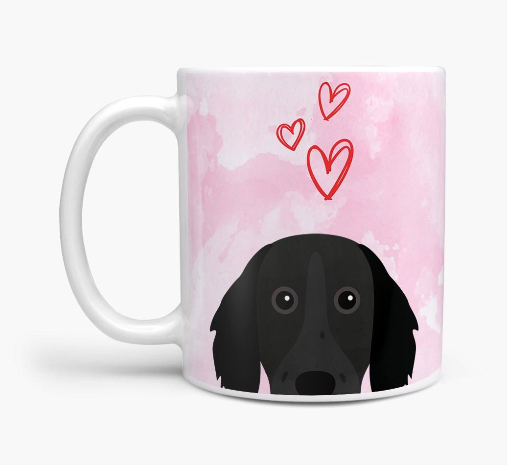 Peeking {breedFullName} Icon and Hearts Mug