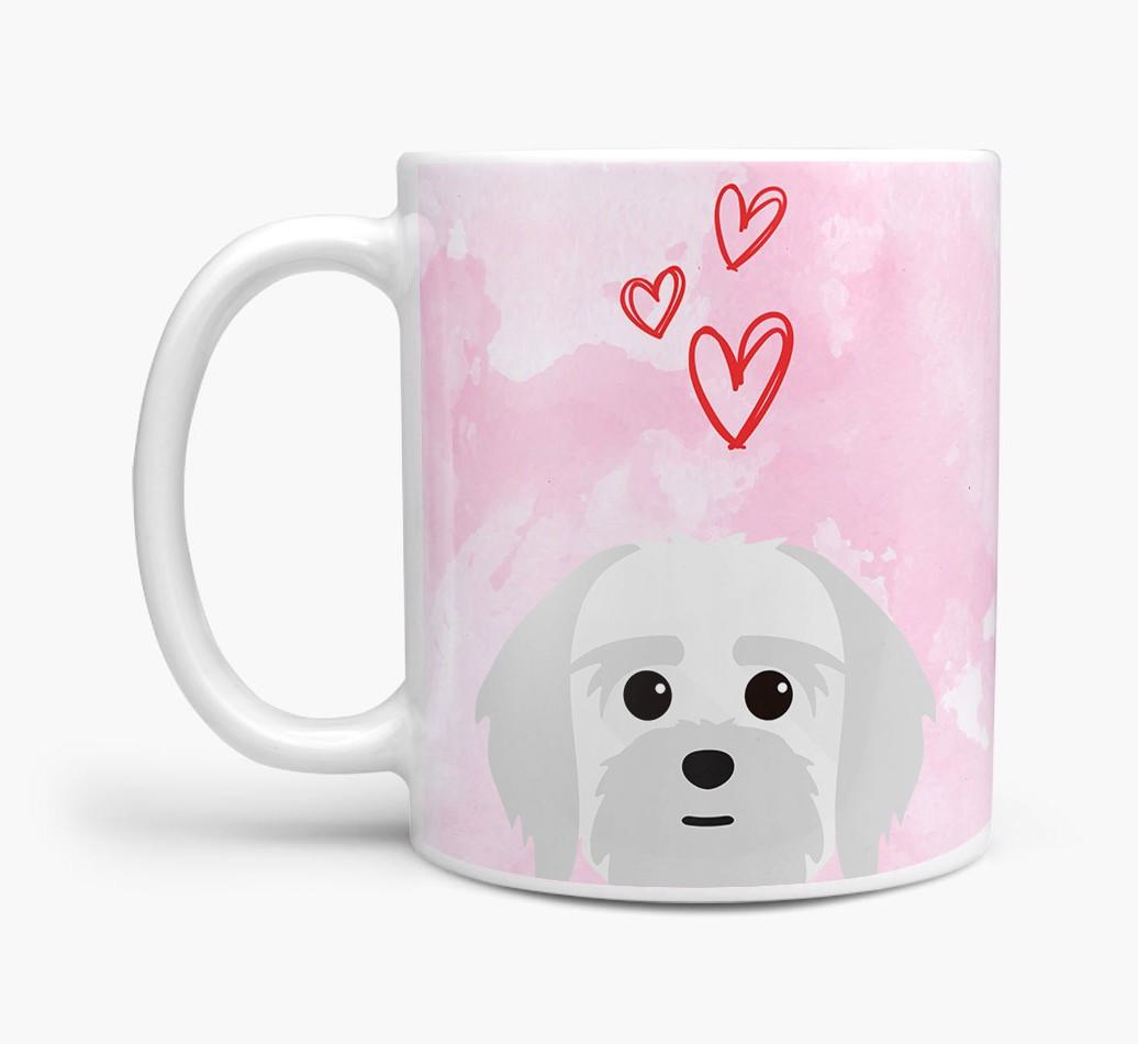 Peeking {breedFullName} Icon and Hearts Mug