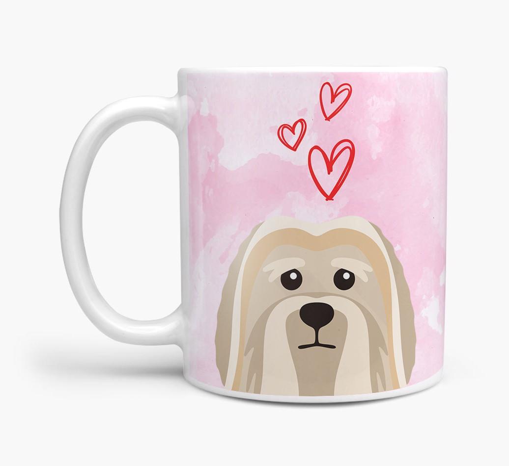 Peeking {breedFullName} Icon and Hearts Mug