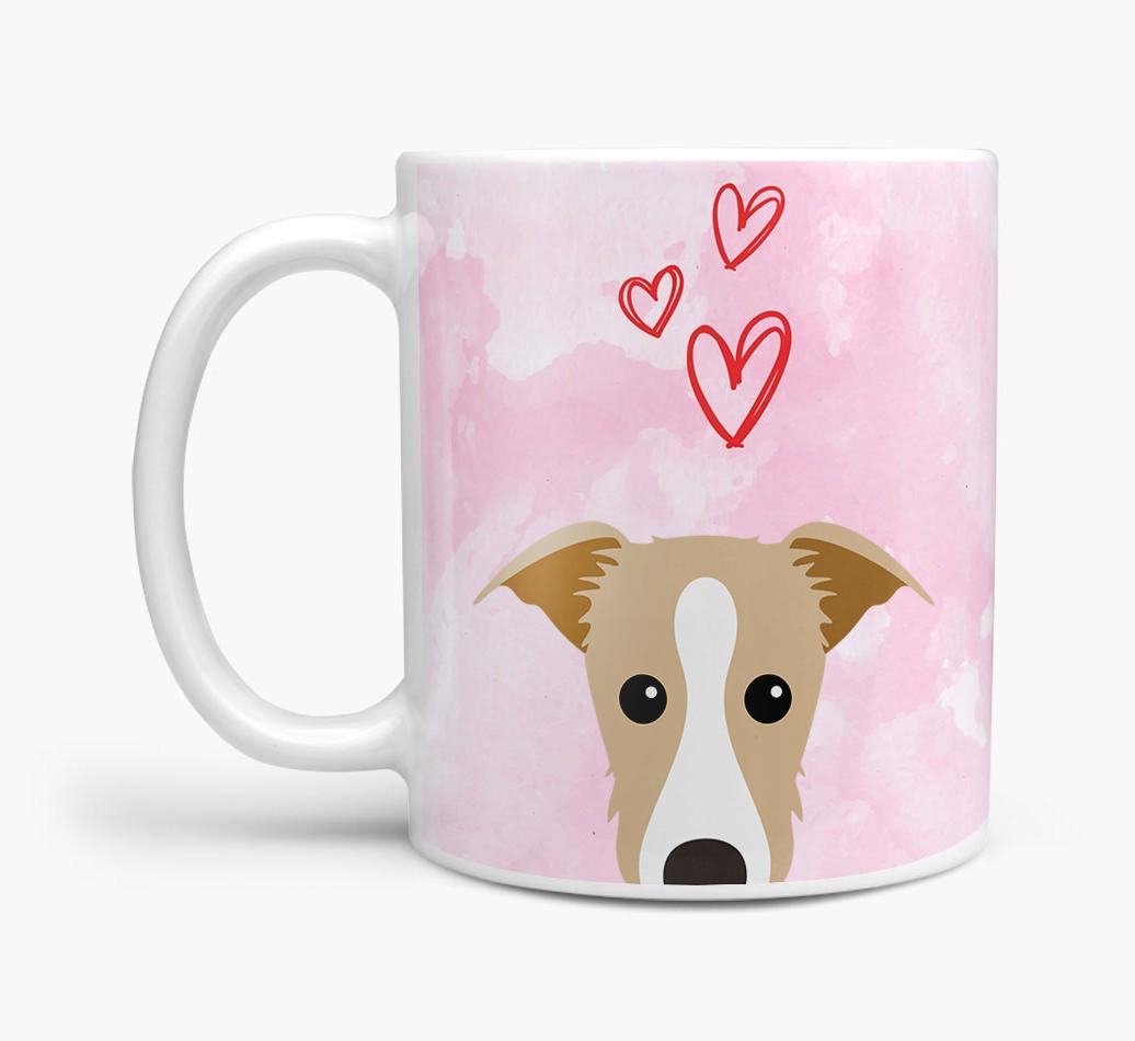 Peeking {breedFullName} Icon and Hearts Mug