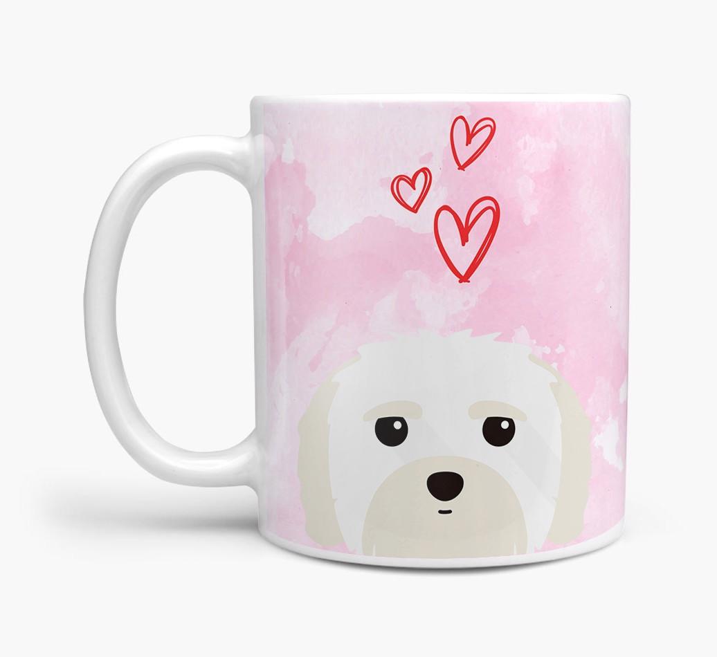 Peeking {breedFullName} Icon and Hearts Mug