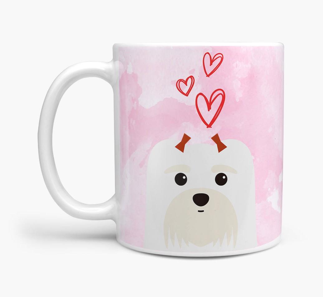 Peeking {breedFullName} Icon and Hearts Mug