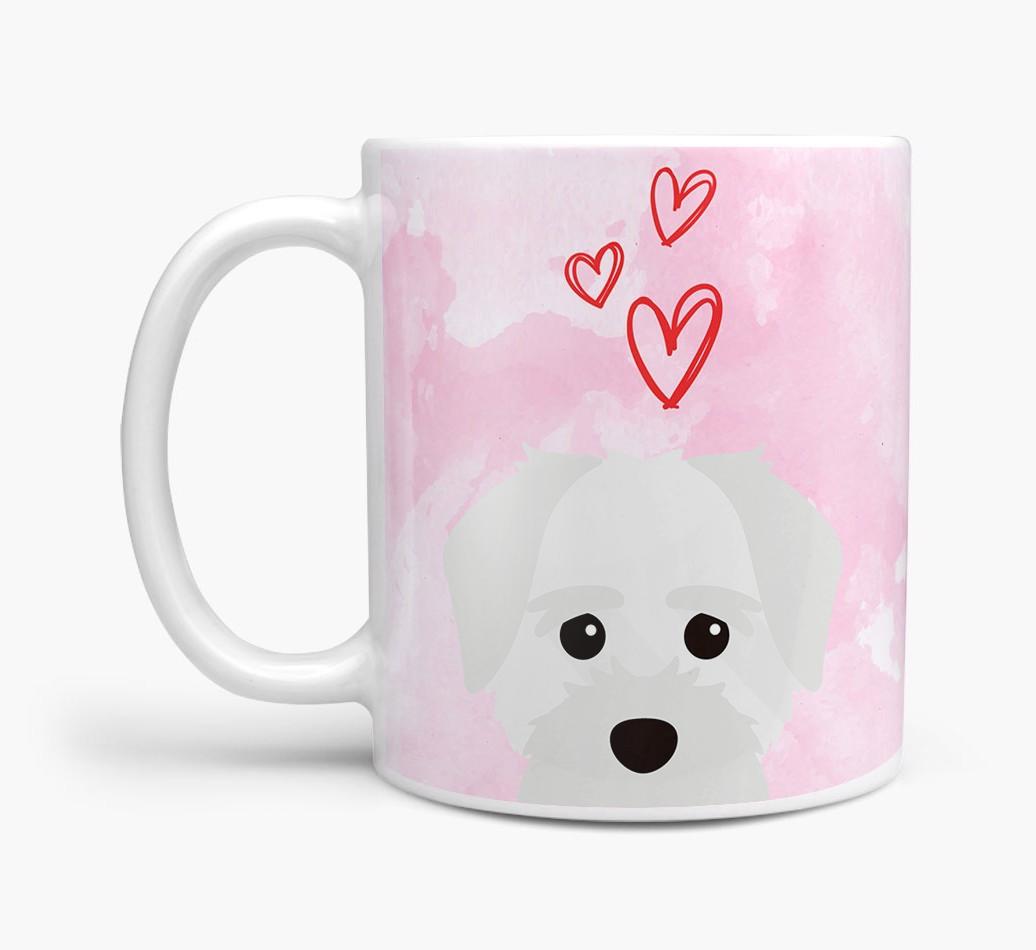 Peeking {breedFullName} Icon and Hearts Mug