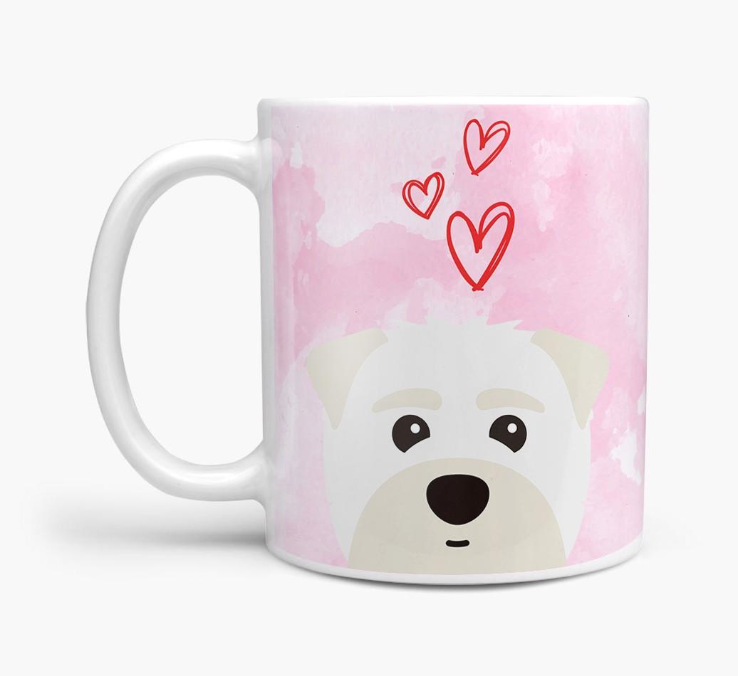 Peeking {breedFullName} Icon and Hearts Mug