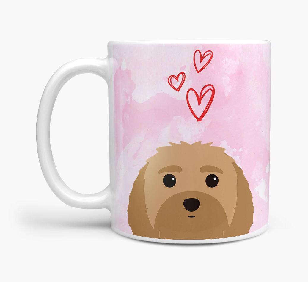 Peeking {breedFullName} Icon and Hearts Mug
