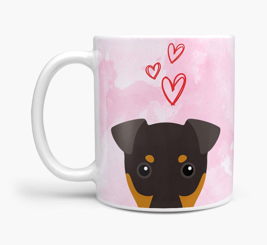 Peeking {breedFullName} Icon and Hearts Mug