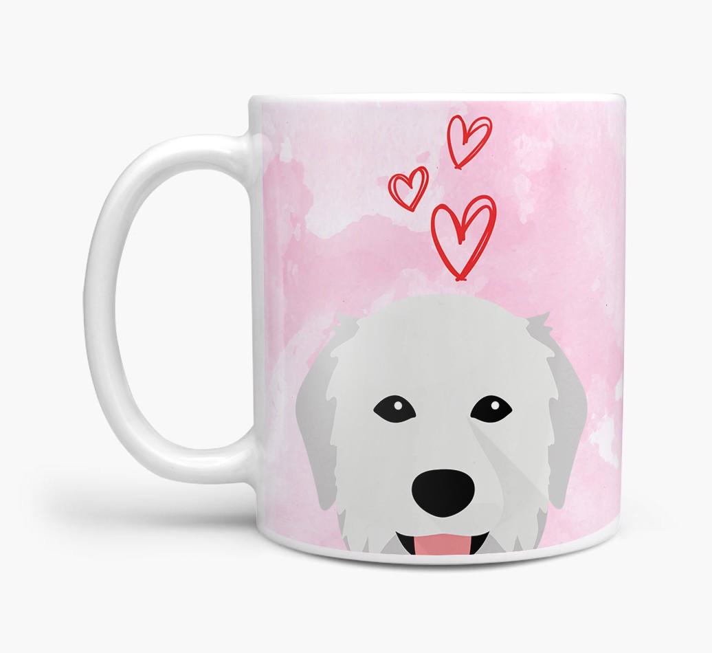 Peeking {breedFullName} Icon and Hearts Mug