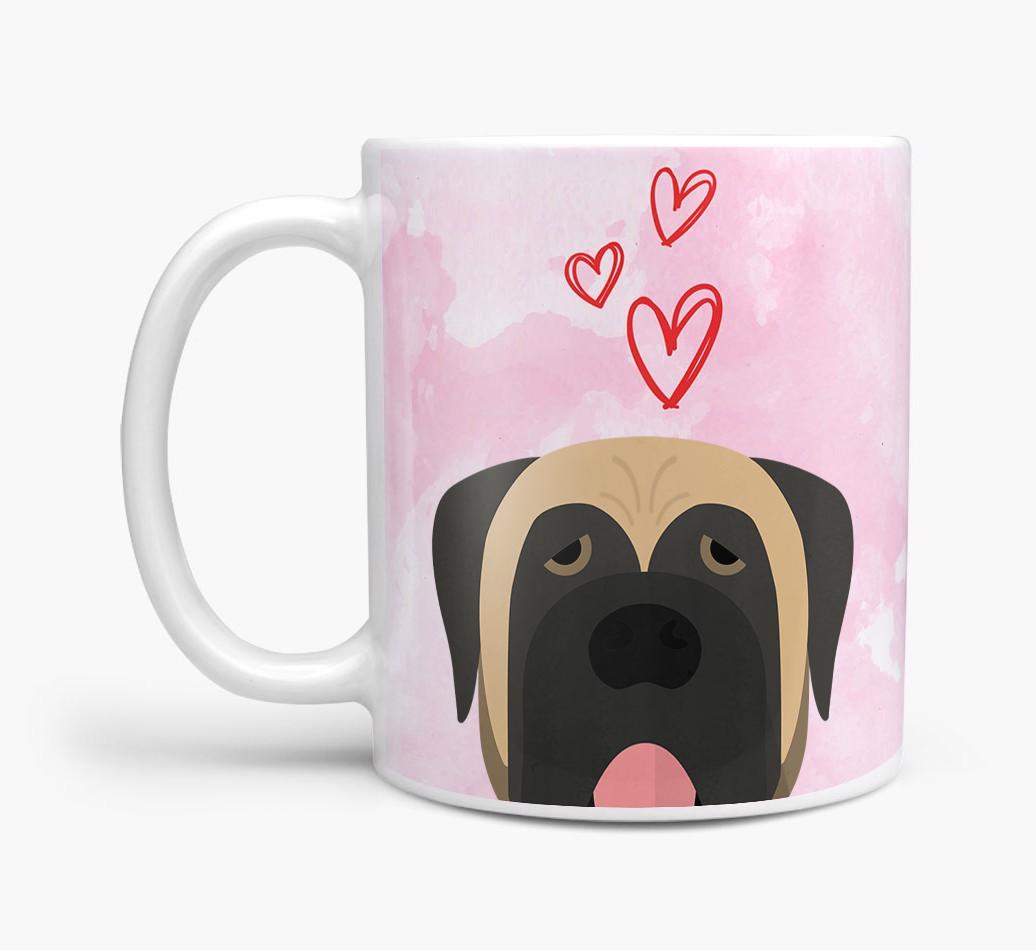 Peeking {breedFullName} Icon and Hearts Mug