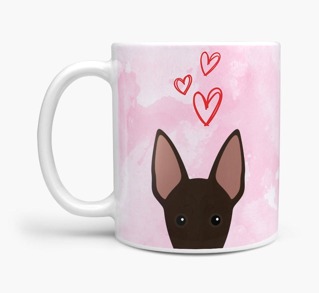 Peeking {breedFullName} Icon and Hearts Mug