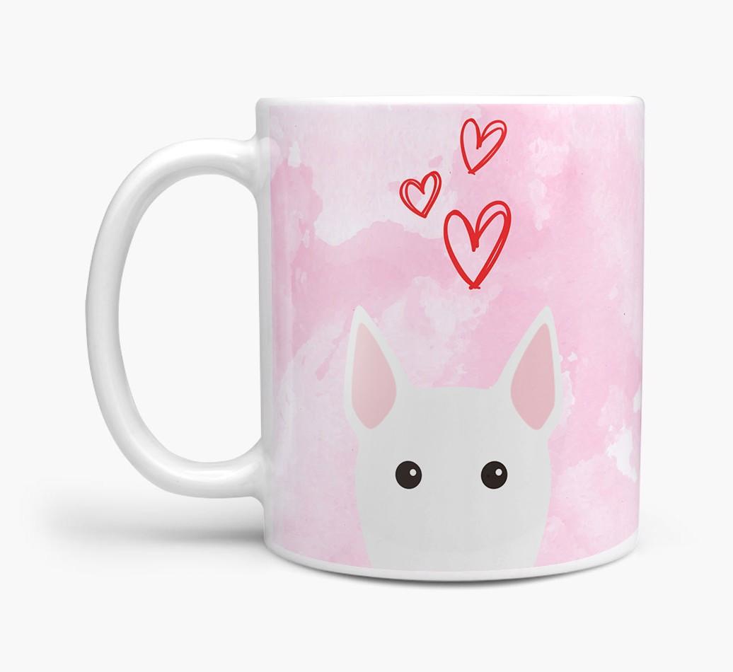 Peeking {breedFullName} Icon and Hearts Mug