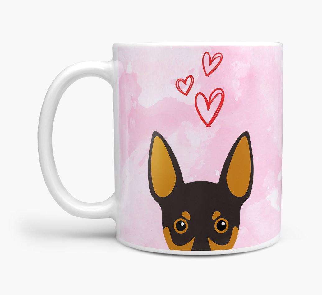 Peeking {breedFullName} Icon and Hearts Mug
