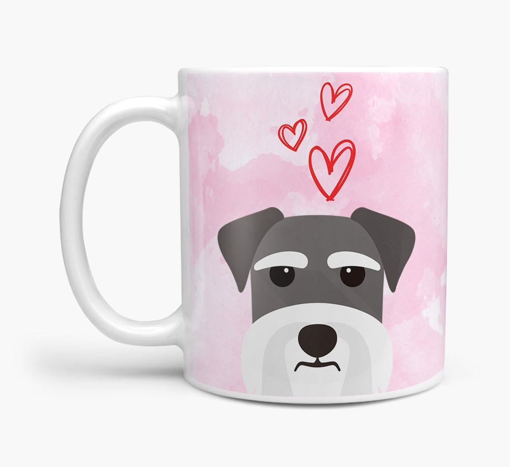 Peeking {breedFullName} Icon and Hearts Mug