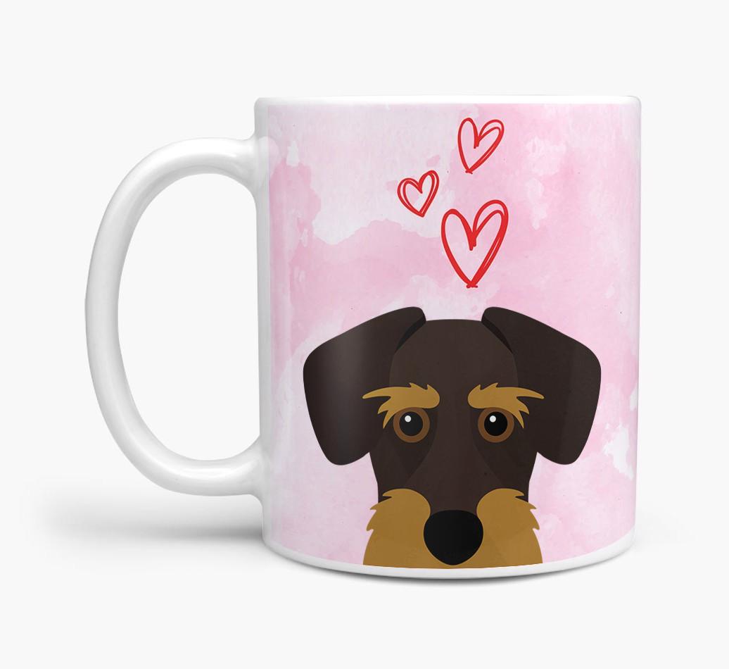 Peeking {breedFullName} Icon and Hearts Mug