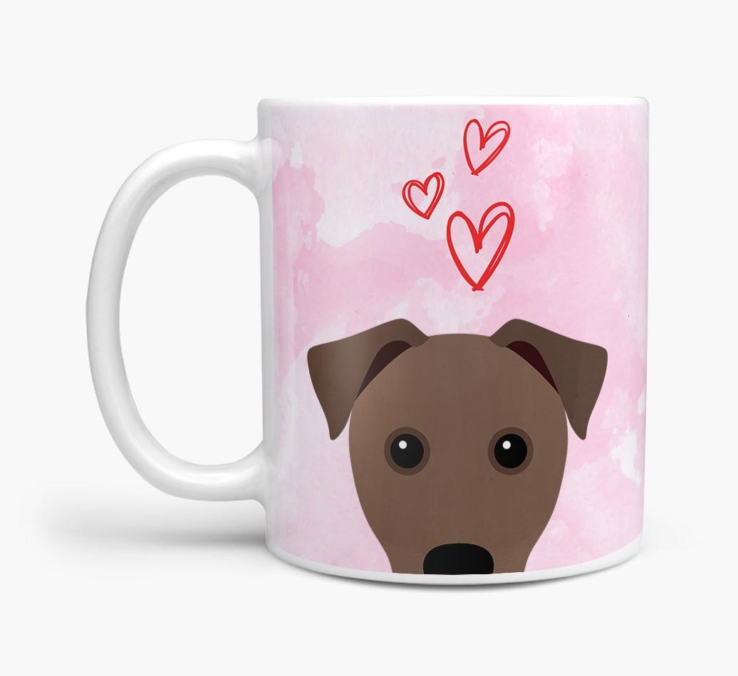 Peeking {breedFullName} Icon and Hearts Mug