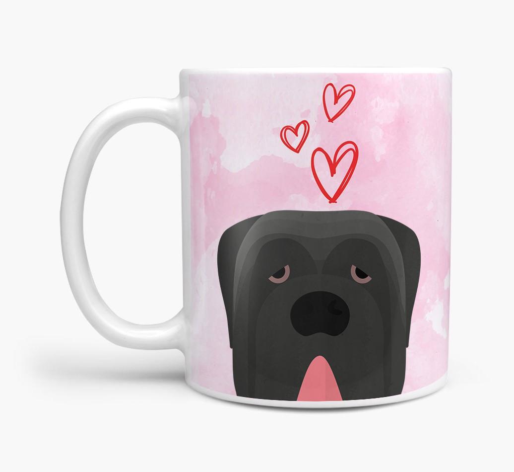 Peeking {breedFullName} Icon and Hearts Mug