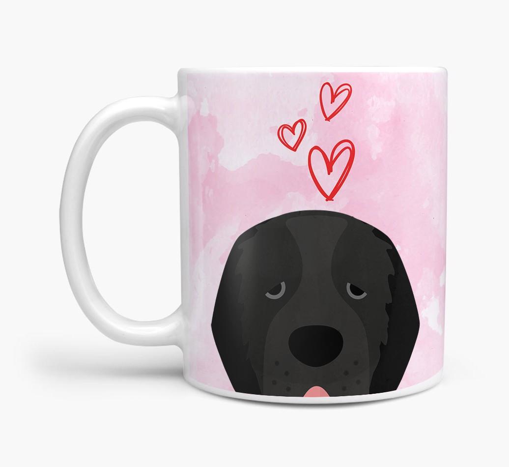 Peeking {breedFullName} Icon and Hearts Mug
