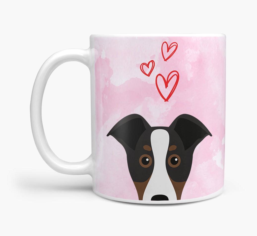 Peeking {breedFullName} Icon and Hearts Mug