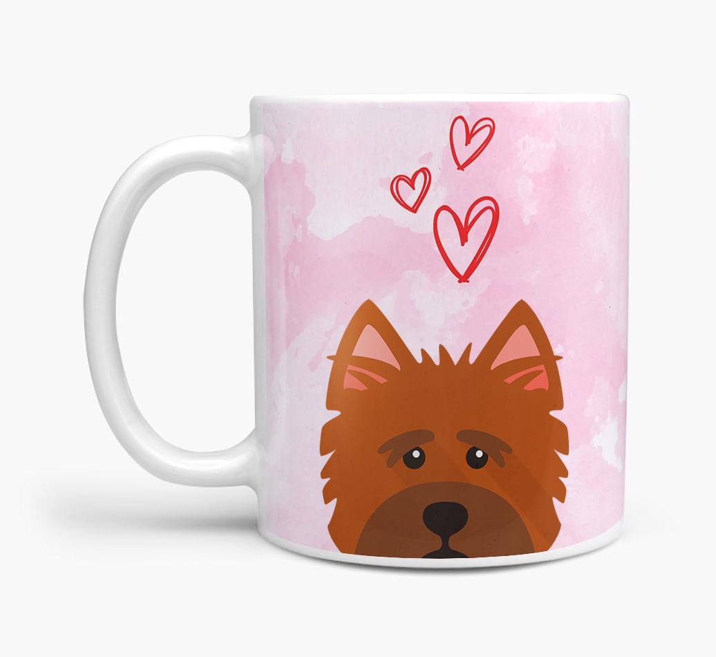 Peeking {breedFullName} Icon and Hearts Mug