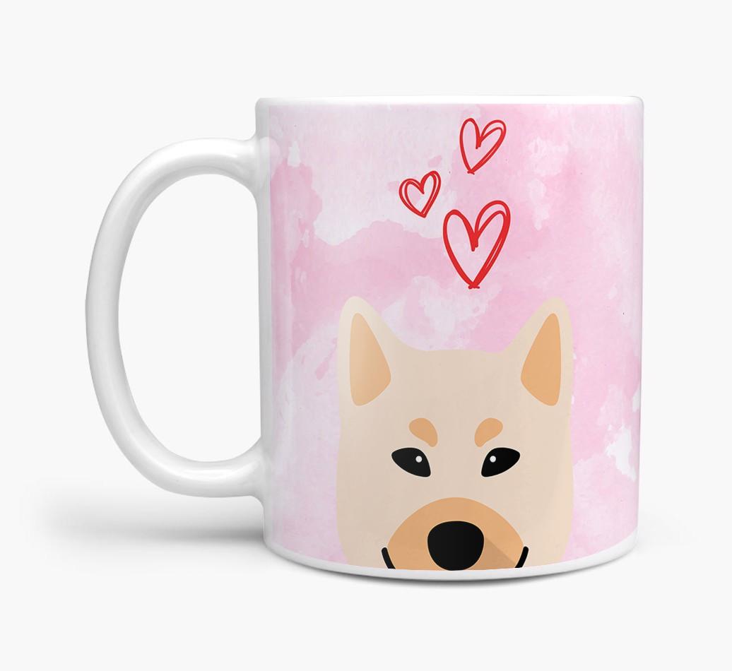 Peeking {breedFullName} Icon and Hearts Mug
