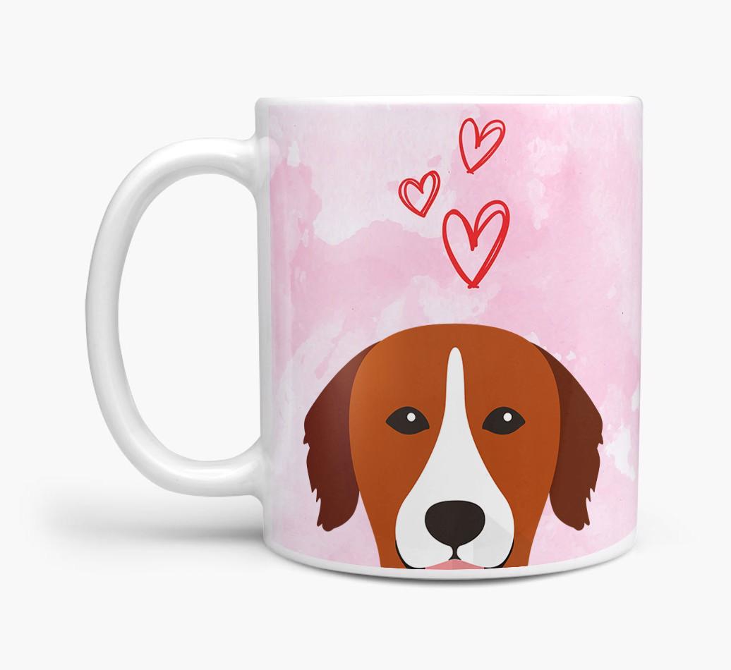 Peeking {breedFullName} Icon and Hearts Mug