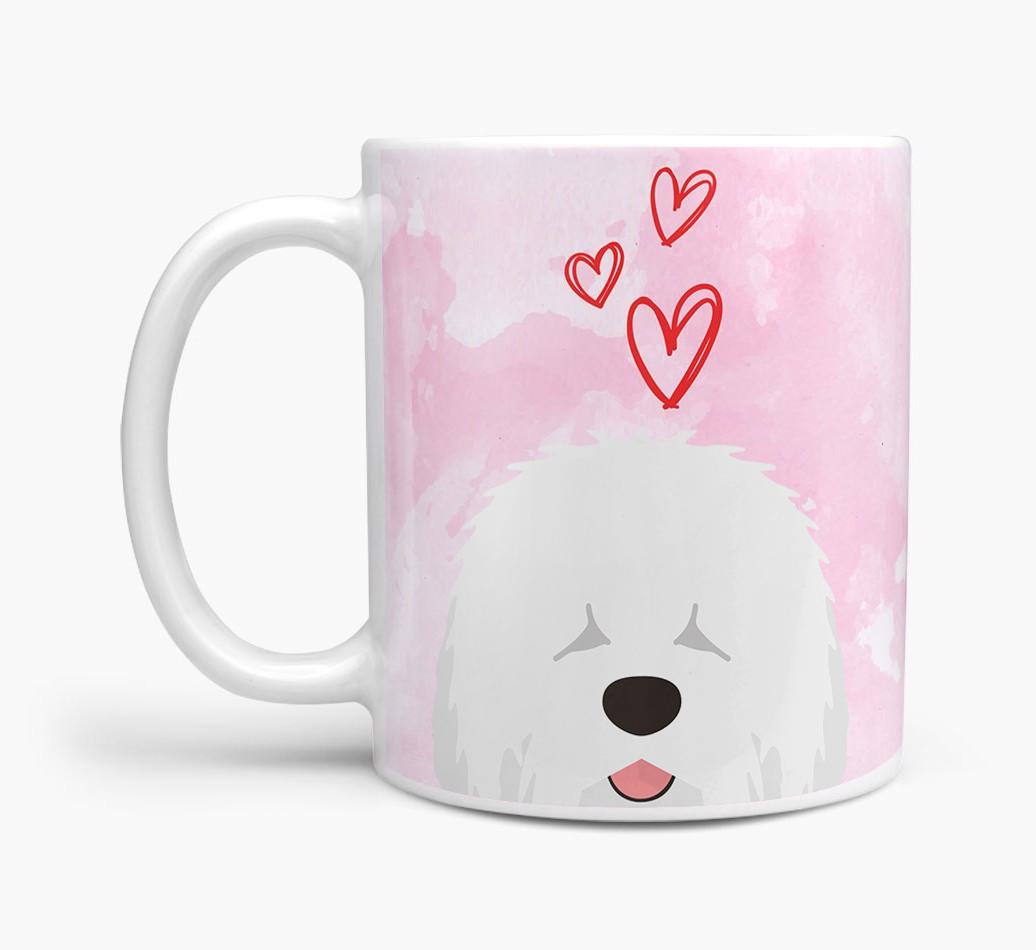 Peeking {breedFullName} Icon and Hearts Mug