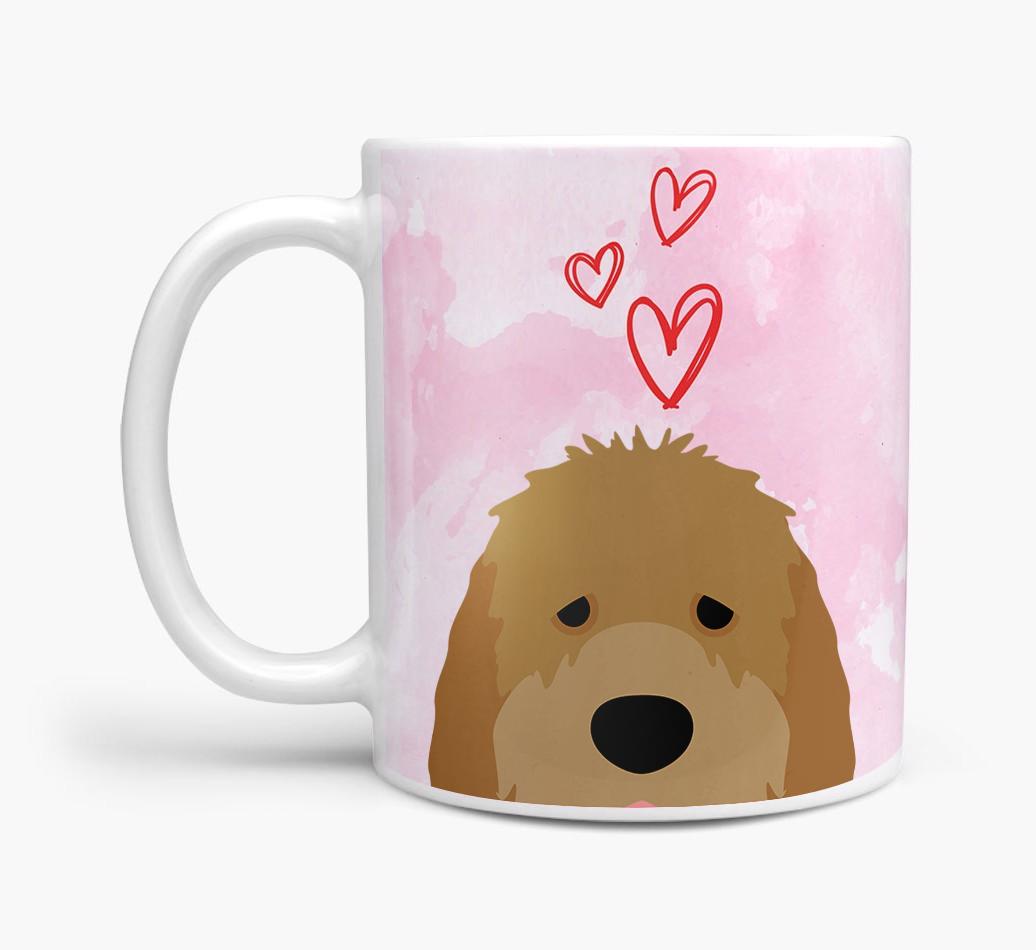 Peeking {breedFullName} Icon and Hearts Mug