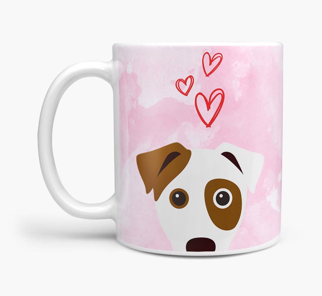 Peeking {breedFullName} Icon and Hearts Mug
