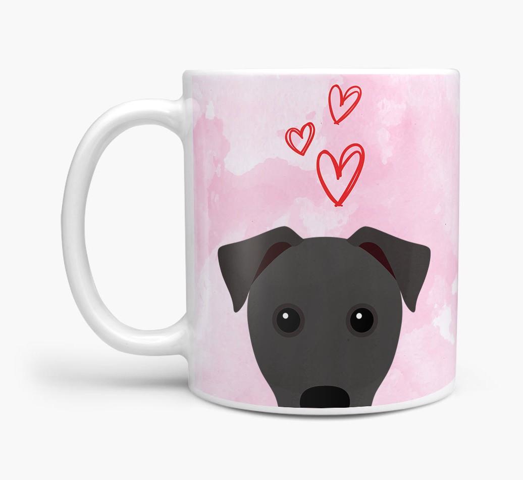 Peeking {breedFullName} Icon and Hearts Mug
