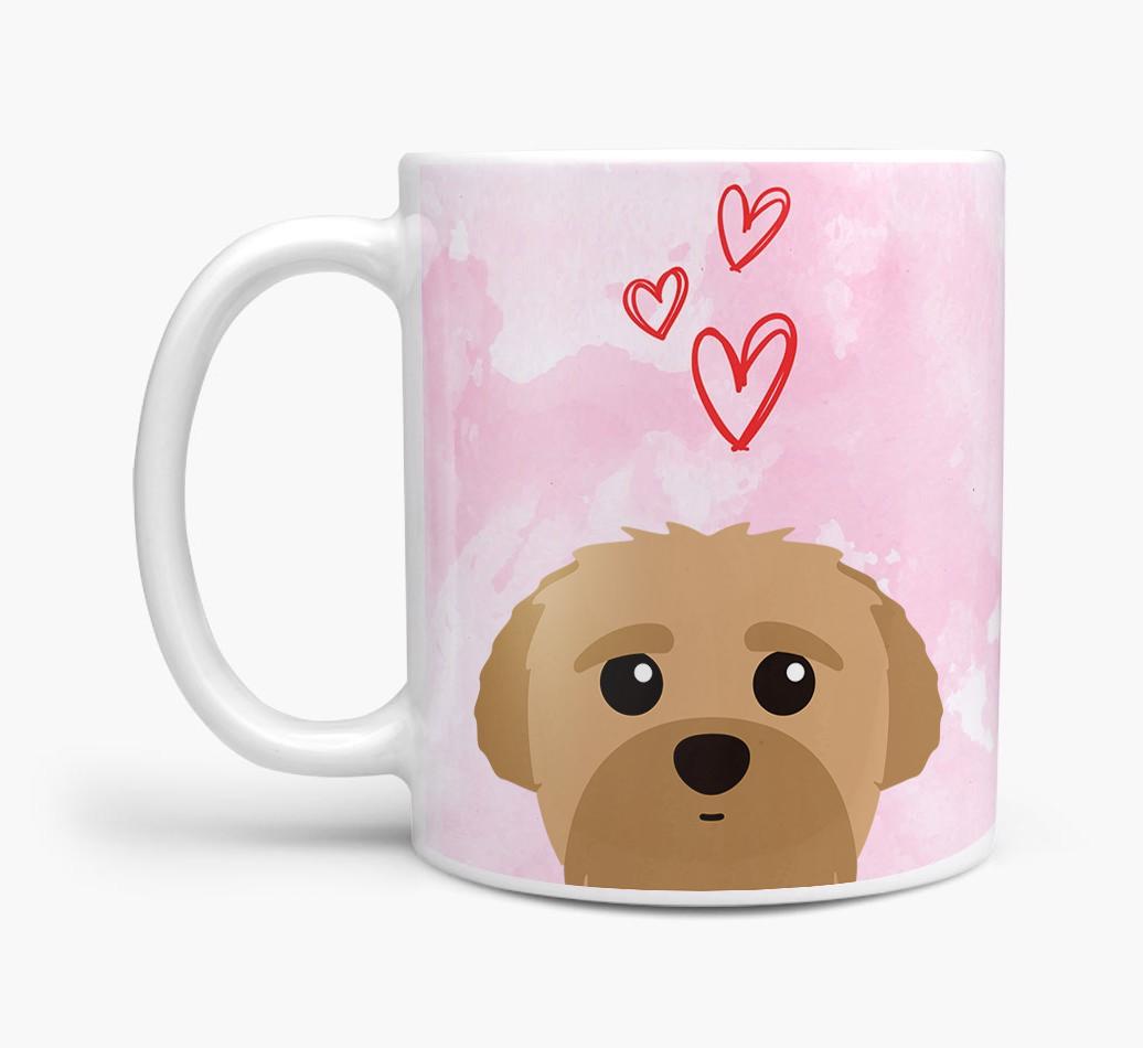 Peeking {breedFullName} Icon and Hearts Mug