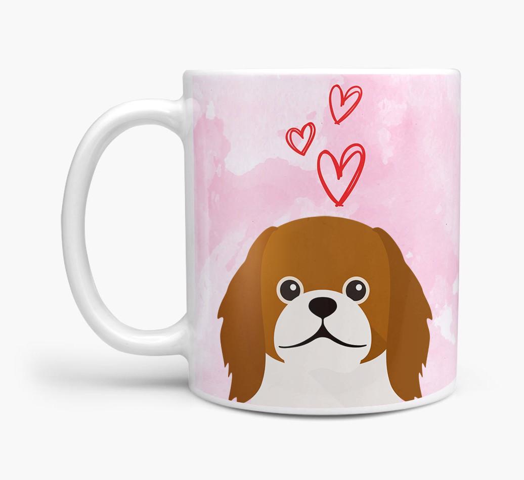 Peeking {breedFullName} Icon and Hearts Mug