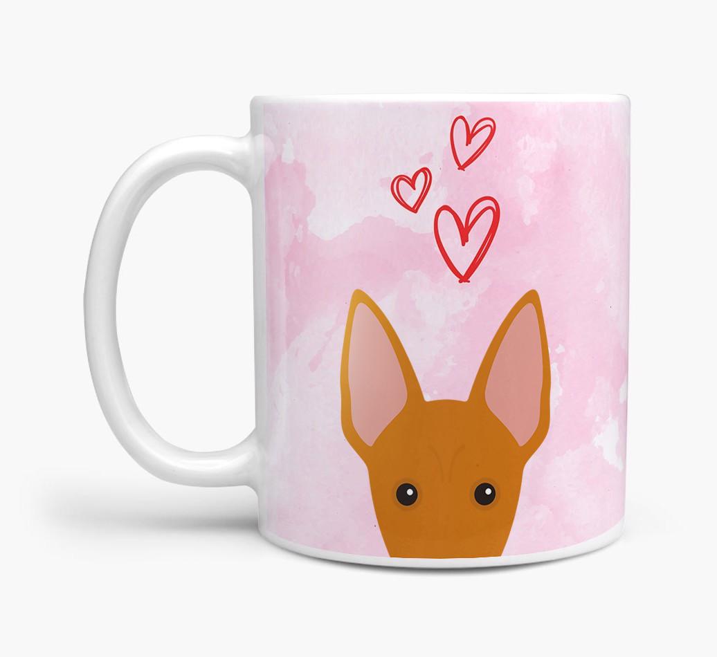 Peeking {breedFullName} Icon and Hearts Mug